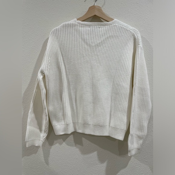 NWT Quince 100% Organic Cotton Fishwrman V-Neck Sweater in Ivory Small - Picture 6 of 6
